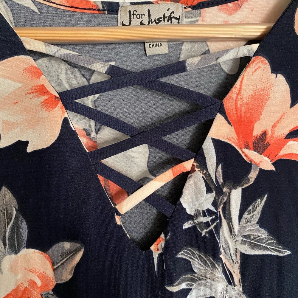 Floral Midi-Dress with Criss Cross Detail